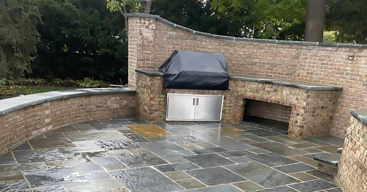 Stone Patio and Outdoor Fireplace in Lake Geneva, WI